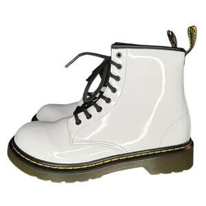 Unisex Dr. Martens Airwair 1460 J Patent Leather Combat Boot Size M4/W5 White